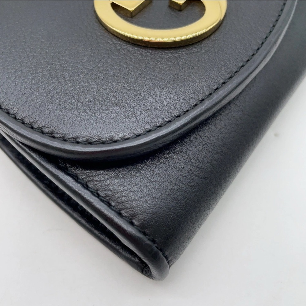 Auth Gucci Interlocking G Blondie Black Leather Chain Wallet & Dust bag - Picture 7 of 16